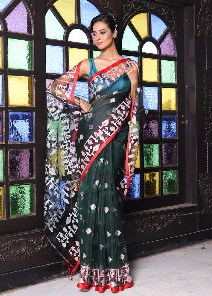 Green Spun Silk Saree With Blouse Piece Free Shipping Factory Outlet