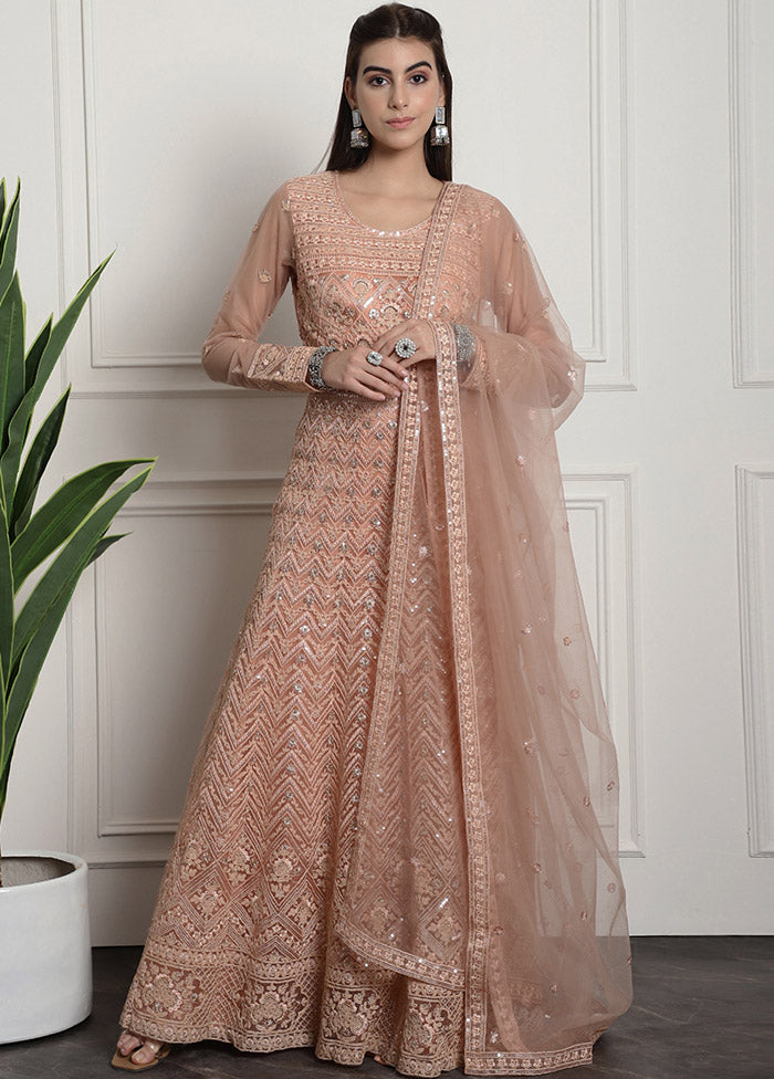 Peach Semi Stitched Net Indian Dress Clearance Online Amazon