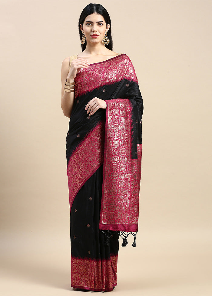 Black Banarasi Silk Saree With Blouse Piece Cheap Visit