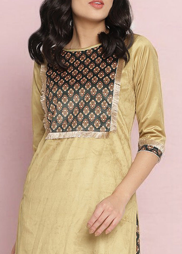 2 Pc Brown Readymade Velvet Kurti Set Cheap Sale Free Shipping