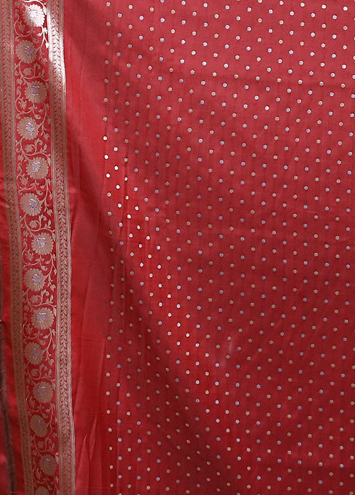 Red Katan Silk Saree With Blouse Piece Fast Delivery For Sale