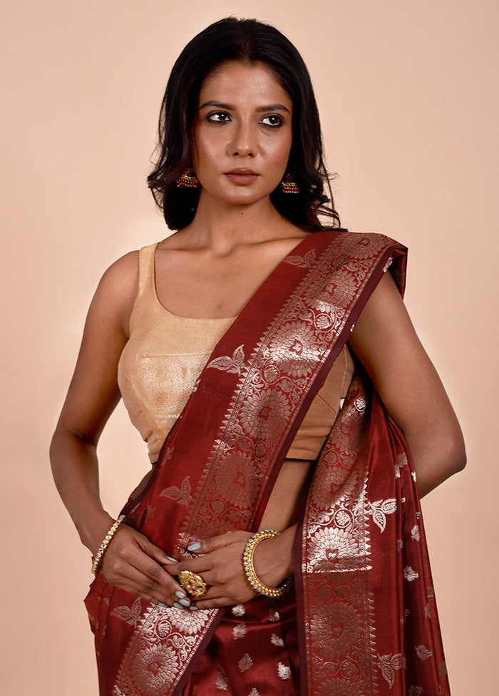 Brown Dupion Silk Saree With Blouse Piece Discount Inexpensive