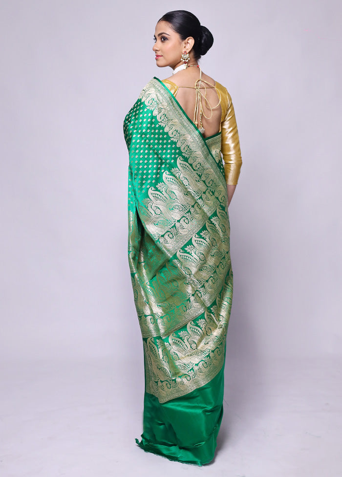 Green Handloom Banarasi Pure Silk Saree With Blouse Piece Buy Cheap For Cheap