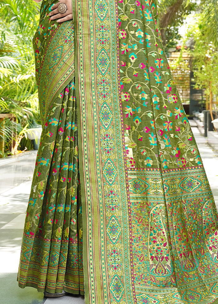 Mehendi Green Pasmina Silk Saree With Blouse Piece Buy Cheap Looking For