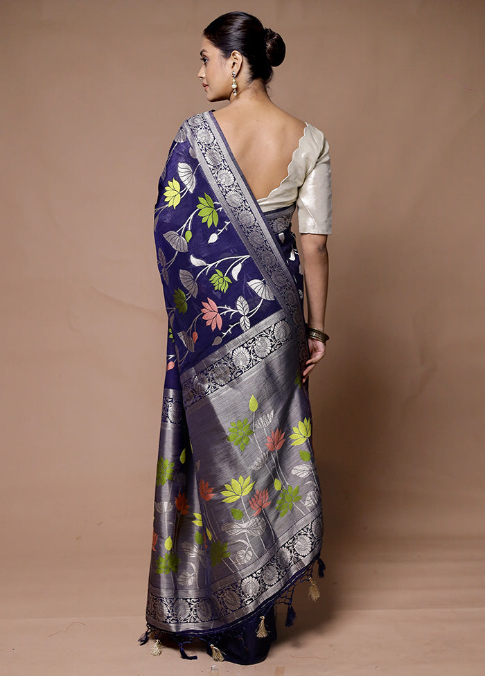 Blue Dupion Silk Saree With Blouse Piece Buy Cheap Cost