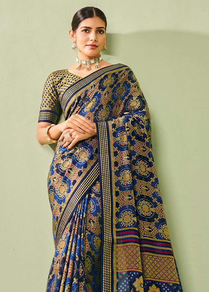 Blue Georgette Saree With Blouse Piece For Sale Wholesale Pice