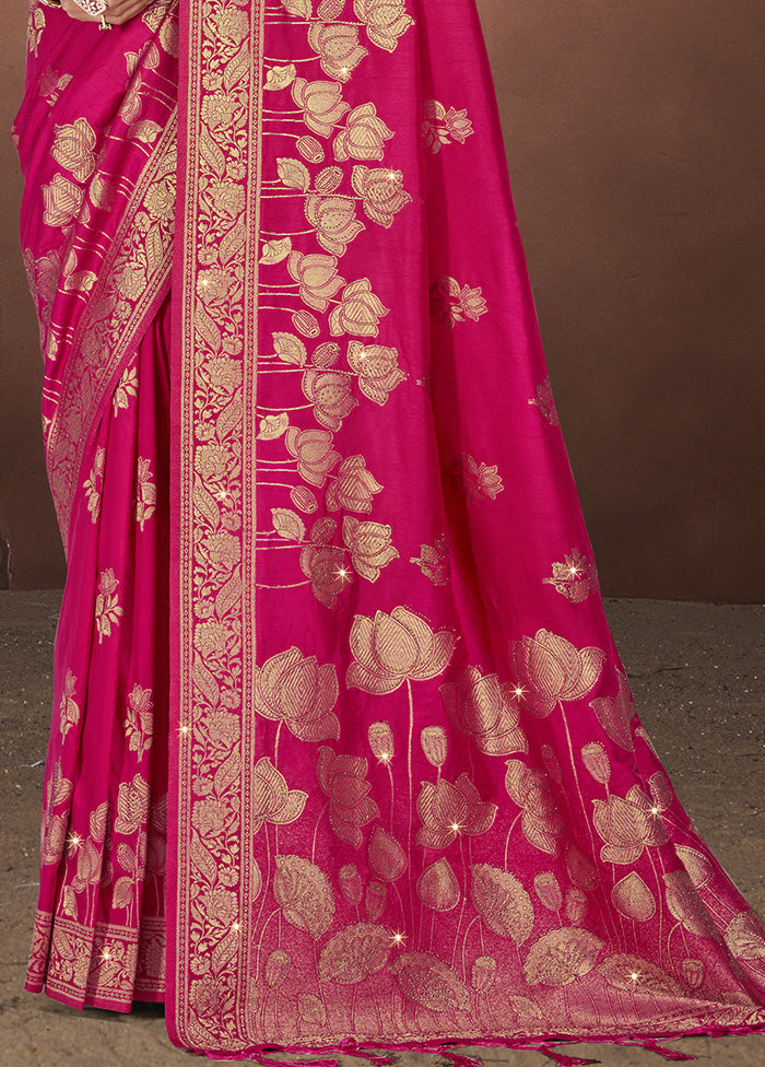 Pink Spun Silk Saree With Blouse Piece Cheap Perfect