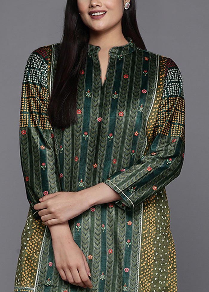 2 Pc Green Readymade Velvet Kurti Set Sale Footlocker