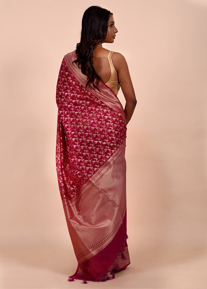 Pink Kora Silk Saree With Blouse Piece Clearance Recommend