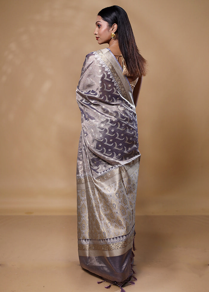 Grey Tissue Silk Saree With Blouse Piece Extremely Cheap Online