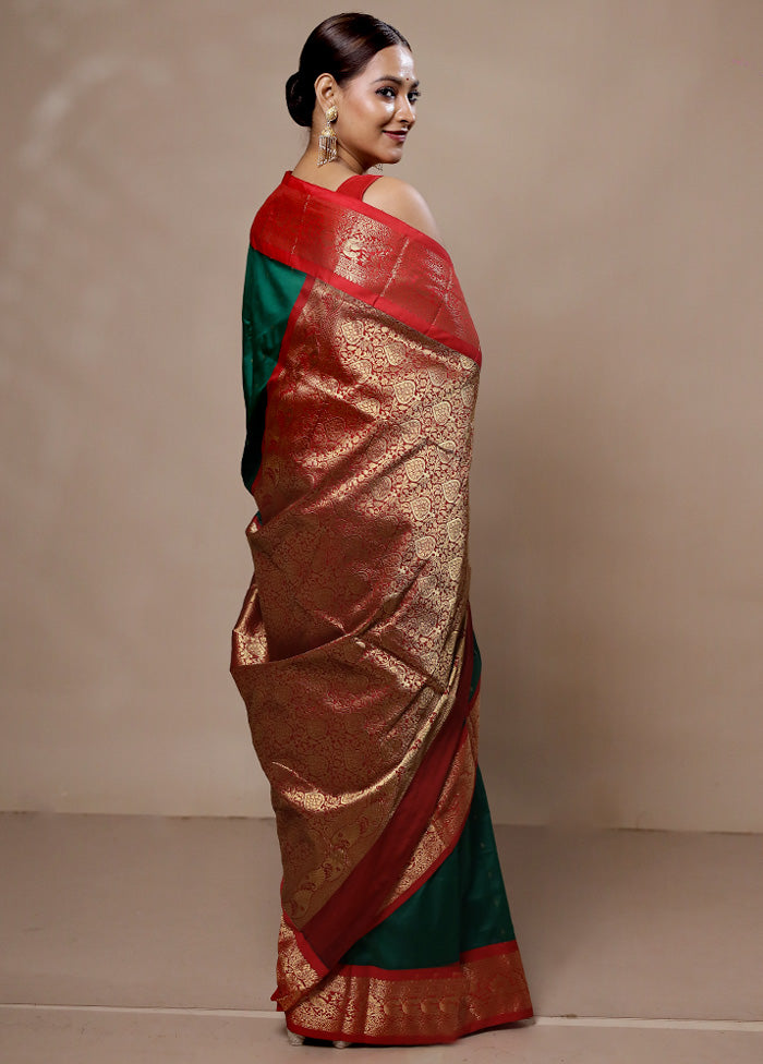 Green Kanjivaram Silk Saree With Blouse Piece Limited Edition Online