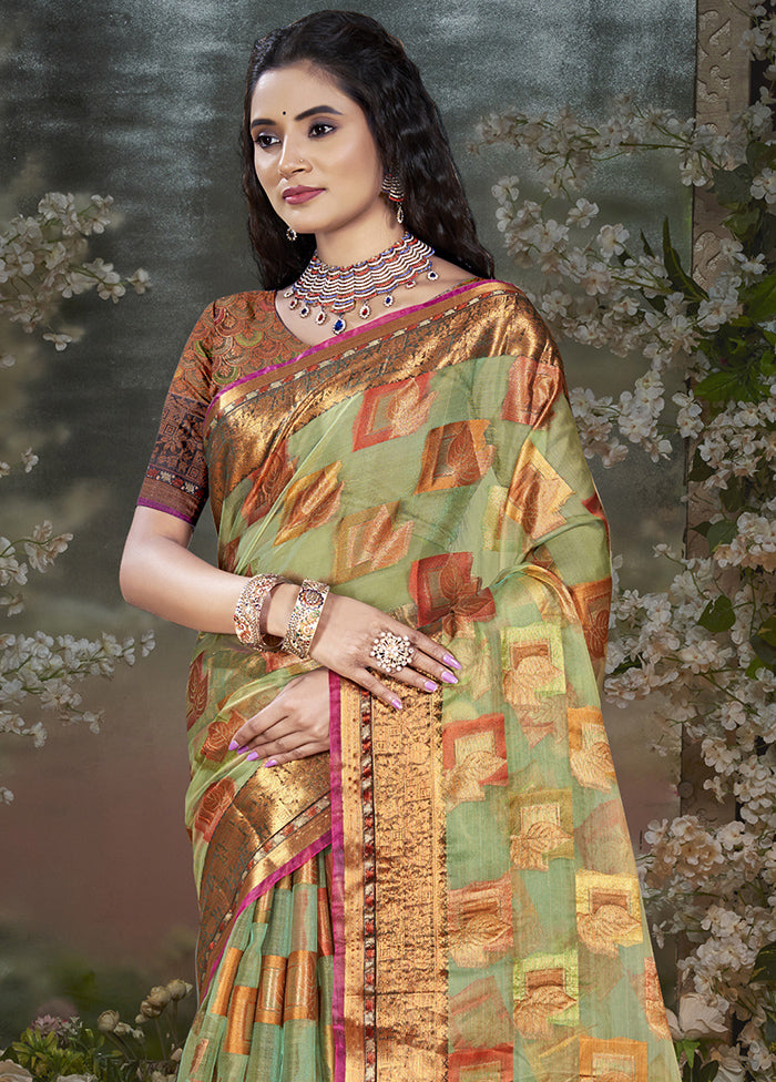 Beige Chanderi Silk Saree With Blouse Piece Sale Professional