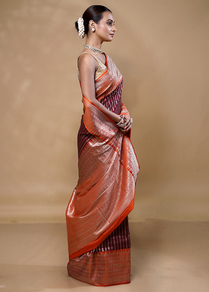 Maroon Katan Silk Saree With Blouse Piece Clearance Get To Buy