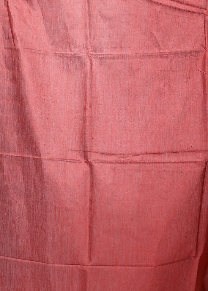 Red Tussar Silk Saree With Blouse Piece Outlet Cheap Quality