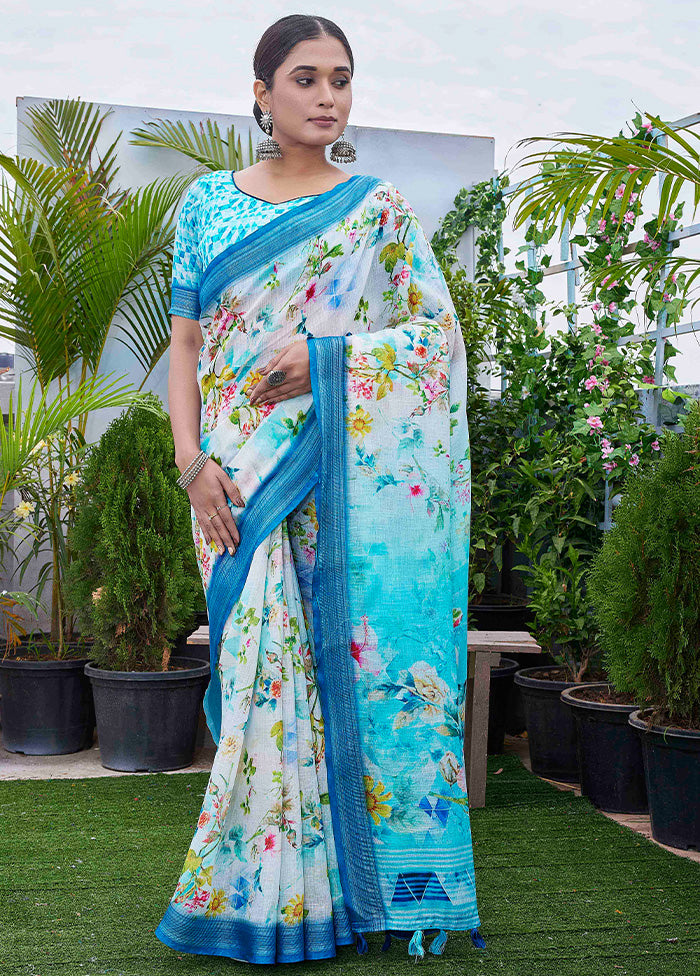 Multicolor Linen Silk Saree With Blouse Piece Comfortable