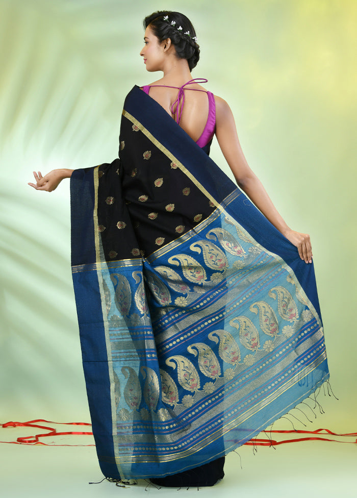 Black Pure Cotton Saree With Blouse Piece Excellent Online