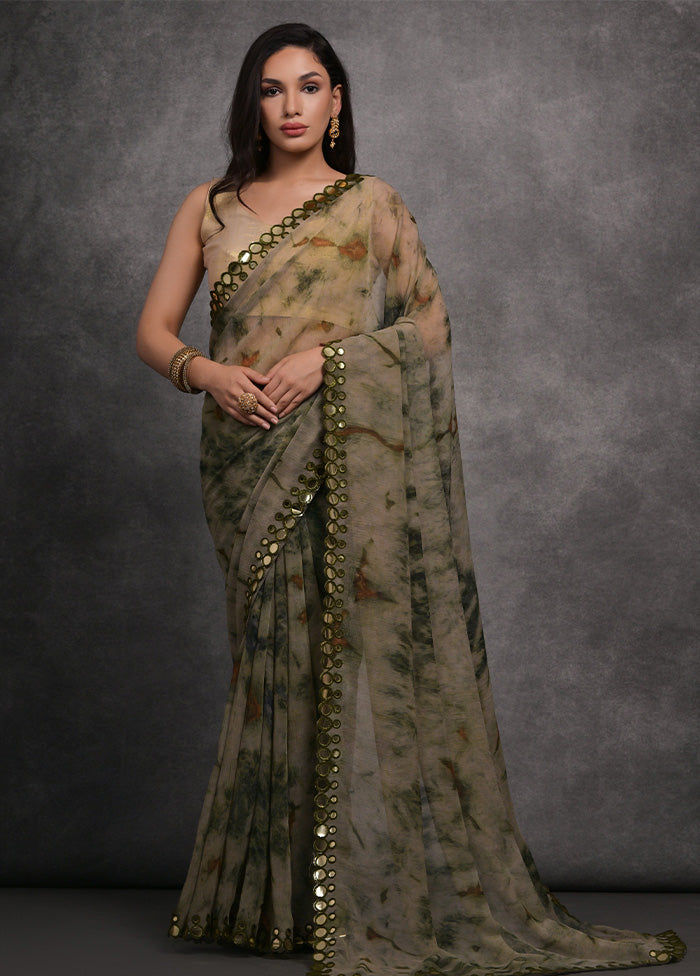 Grey Chiffon Silk Saree With Blouse Piece Cheapest Pice For Sale