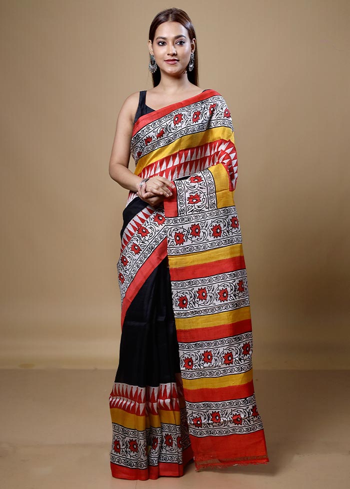 Yellow Printed Pure Silk Saree Without Blouse Piece Cheap Very Cheap