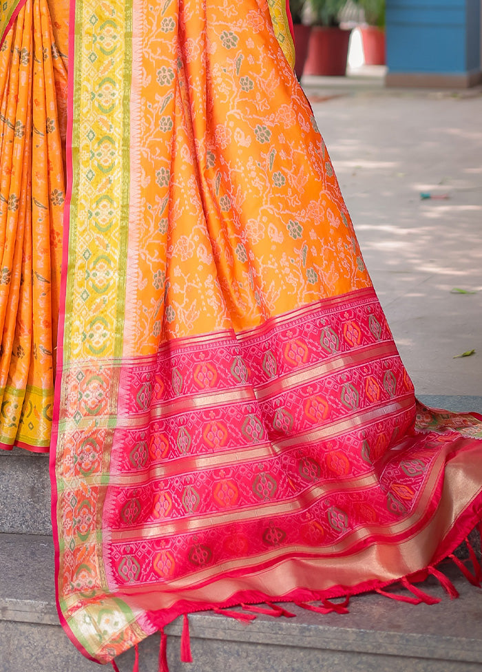 Yellow Spun Silk Saree With Blouse Piece Collections For Sale