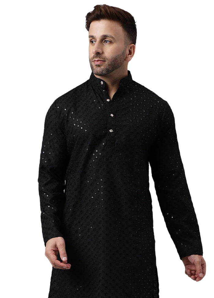 Black Silk Embroidered Kurta Very Cheap Cheap Online