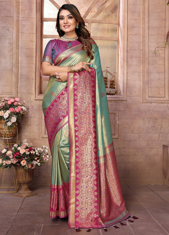 Sea Green Banarasi Silk Saree With Blouse Piece Looking For Online