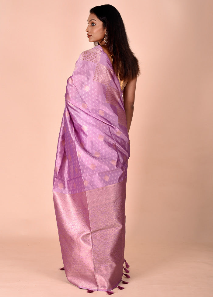 Purple Kora Silk Saree With Blouse Piece Cheap Sale 2025 New