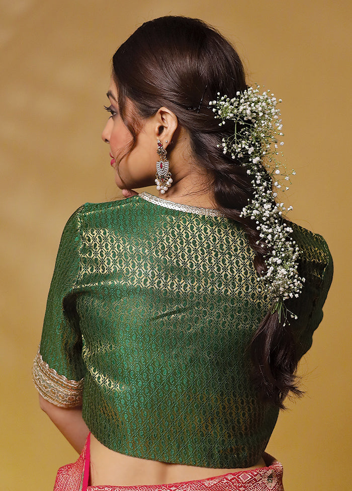 Bottle Green Brocade Designer Blouse Outlet