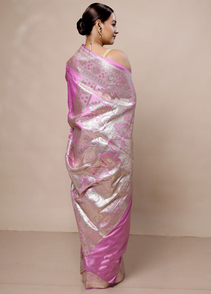 Pink Tanchoi Silk Saree With Blouse Piece Outlet Big Discount