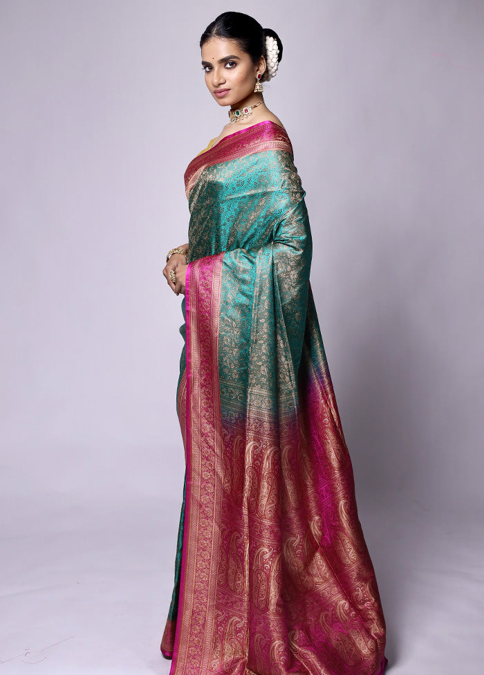 Green Jamewar Silk Saree With Blouse Piece Clearance Online