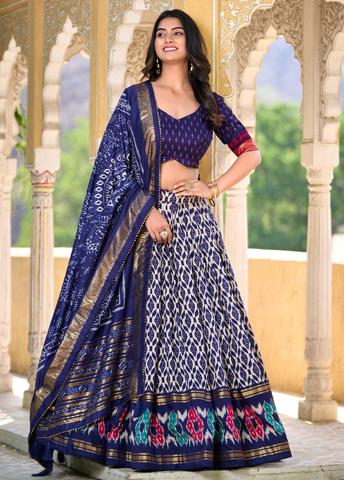 3 Pc Blue Silk Semi Stitched Lehenga Set Clearance Eastbay