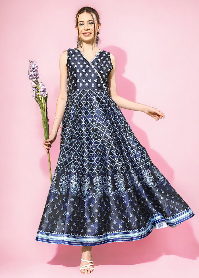 Navy Blue Readymade Silk Indian Dress Outlet Geniue Stockist