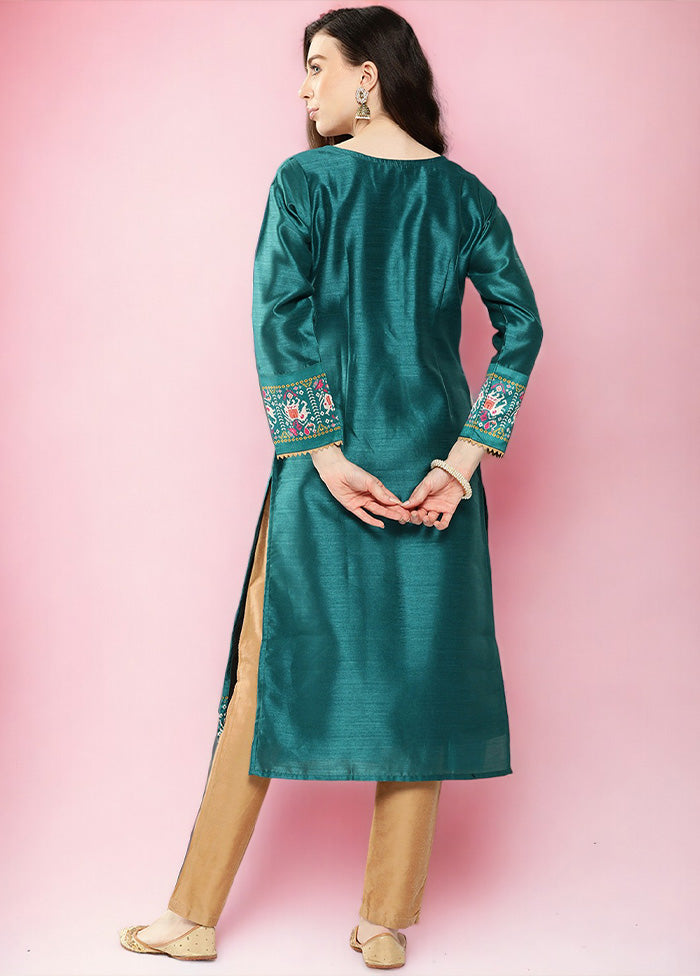 Green Readymade Silk Kurti Marketable Online