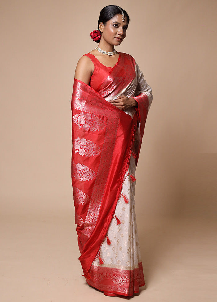 White Georgette Saree With Blouse Piece Looking For For Sale