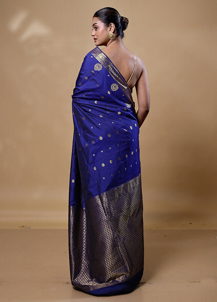 Blue Kanjivaram Silk Saree With Blouse Piece Cheap Low Pice Fee Shipping