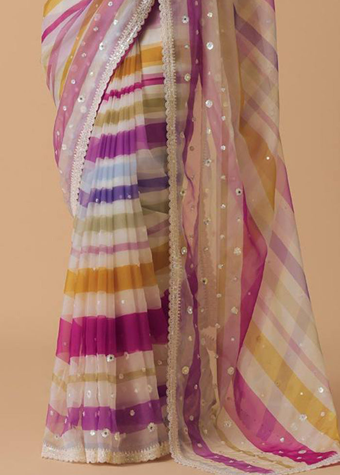 Multicolor Georgette Saree With Blouse Piece Cheap Sale From China