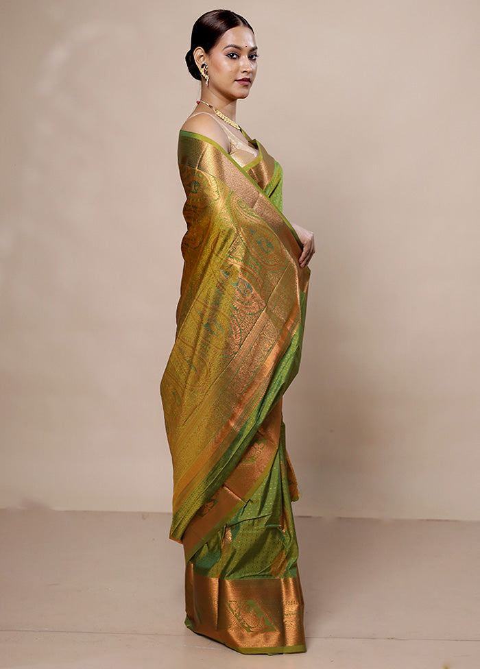 Green Kanjivaram Silk Saree With Blouse Piece Clearance Tumblr