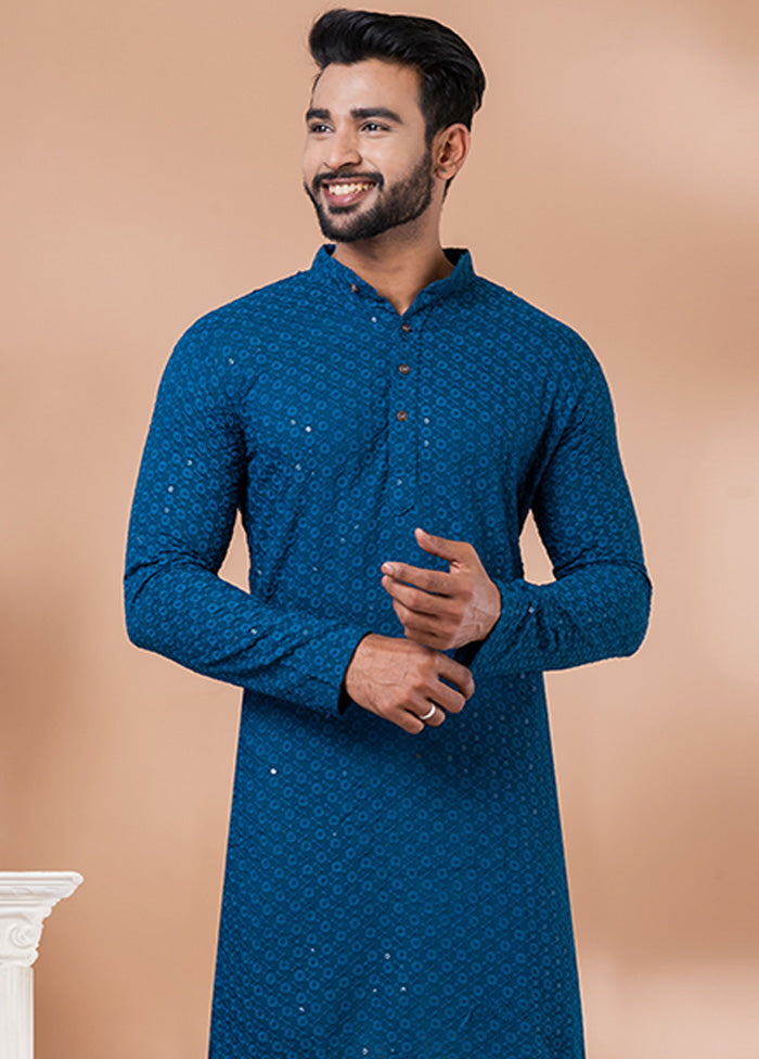 Teal Silk Kurta And Pajama Set Sale Deals