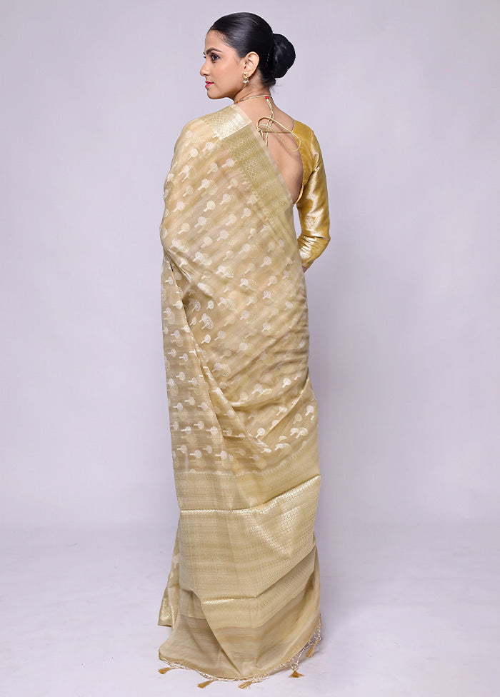 Cream Kora Silk Saree With Blouse Piece Discount Footaction