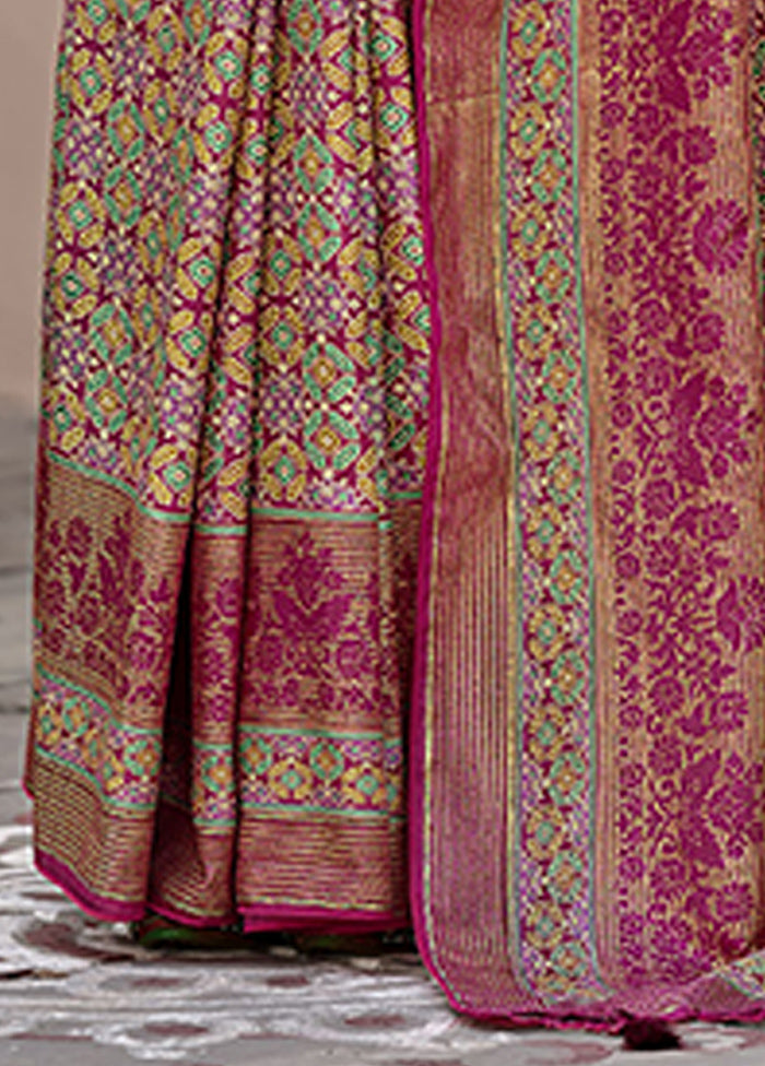 Pink Spun Silk Saree With Blouse Piece Cheap Factory Outlet