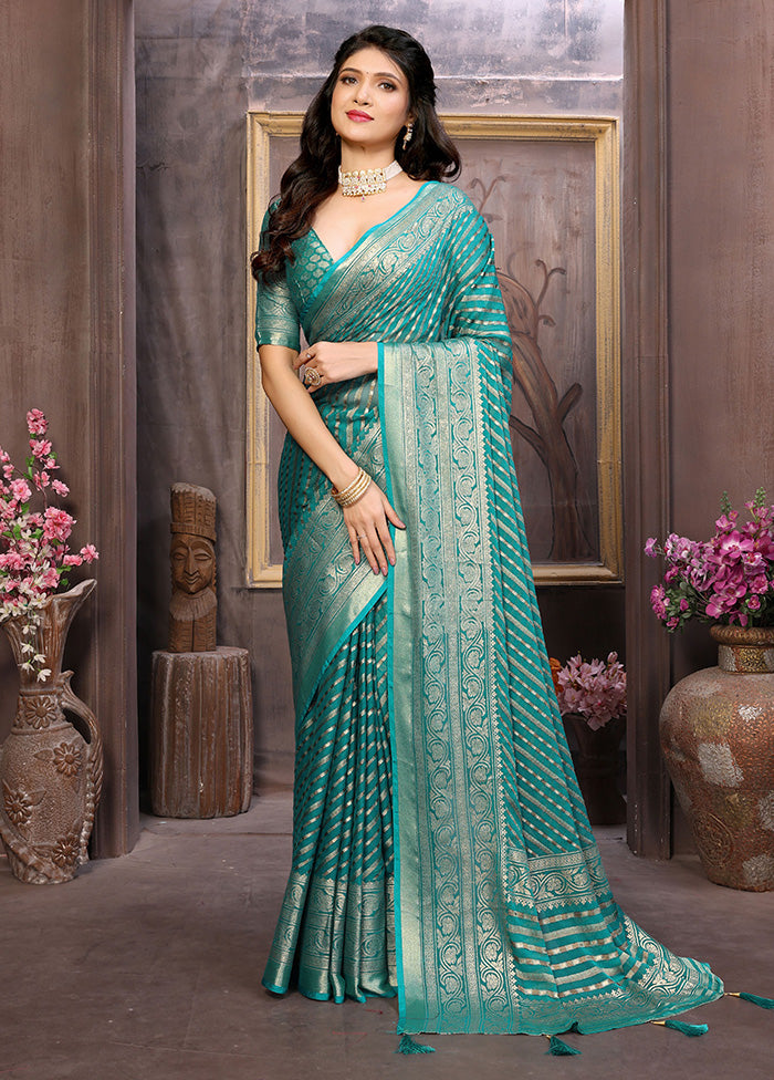 Sea Green Spun Silk Saree With Blouse Piece Outlet Classic