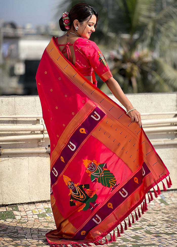 Pink Spun Silk Saree With Blouse Piece Free Shipping With Credit Card