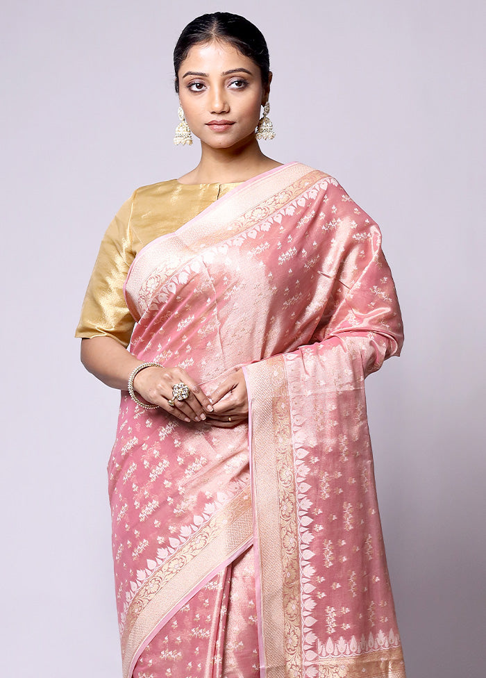 Pink Tissue Silk Saree With Blouse Piece Outlet With Paypal Order