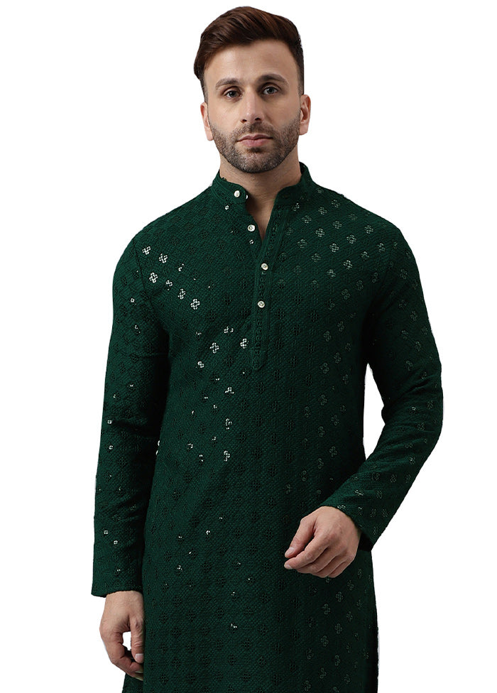 Green Silk Embroidered Kurta Outlet Buy