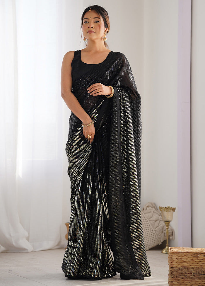 Black Georgette Saree With Blouse Piece Clearance Reliable