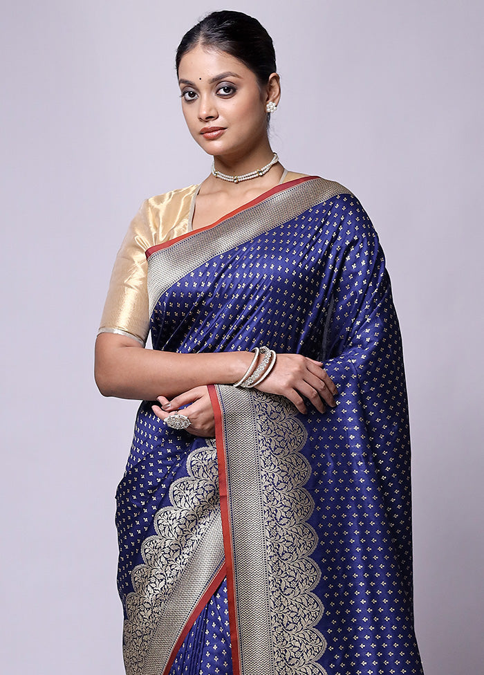 Blue Dupion Silk Saree With Blouse Piece Websites Cheap Pice