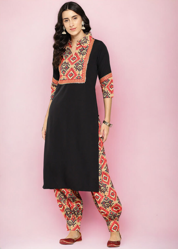 2 Pc Black Readymade Silk Kurti Set Cheap Sale Good Selling