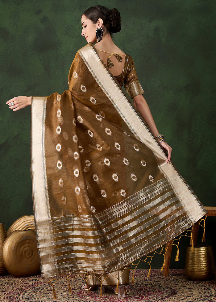 Mustard Organza Saree With Blouse Piece Footlocker Pictures Sale Online