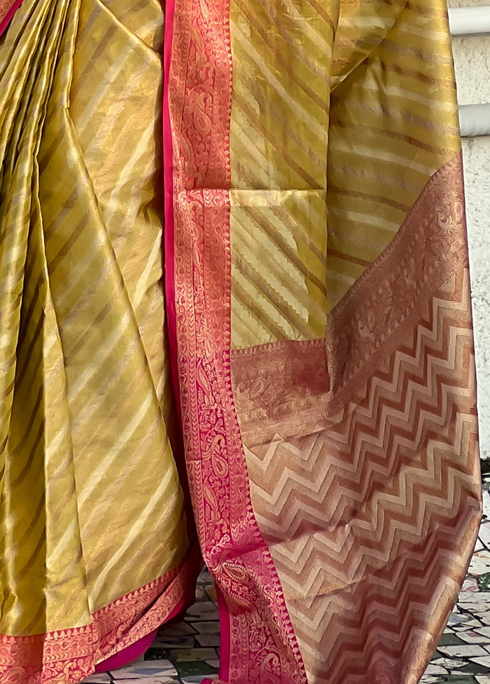 Yellow Spun Silk Saree With Blouse Piece Outlet Choice