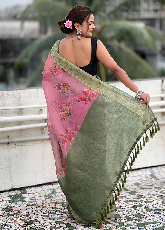 Pink Spun Silk Saree With Blouse Piece Free Shipping Release Dates