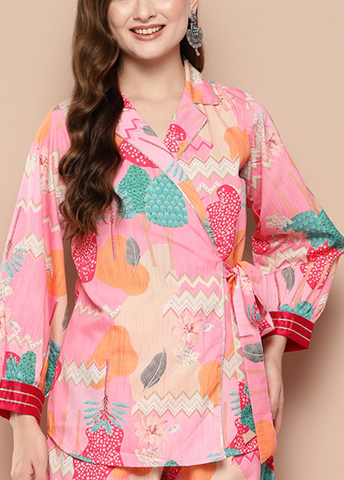 2 Pc Pink Readymade Silk Tunic Set Outlet Store Online